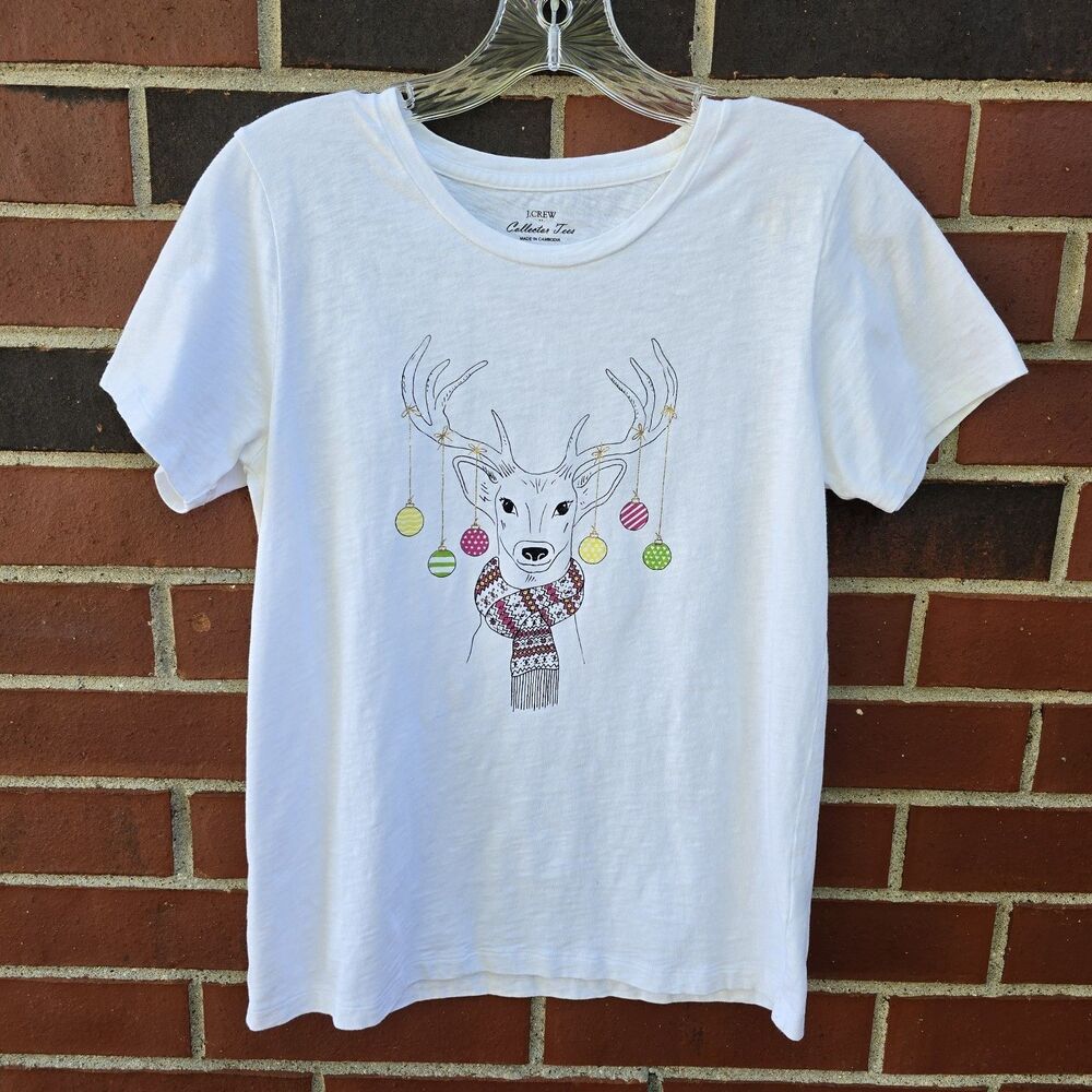 J.Crew Collector Tee DEER IN LIGHTS Shirt Small Christmas Holiday